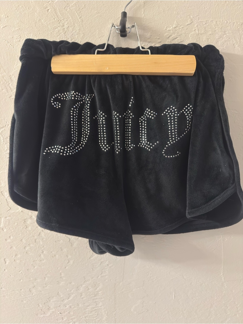 Juicy Couture - Black Velour Rhinestone Logo Sleep Shorts - Women’s Size M